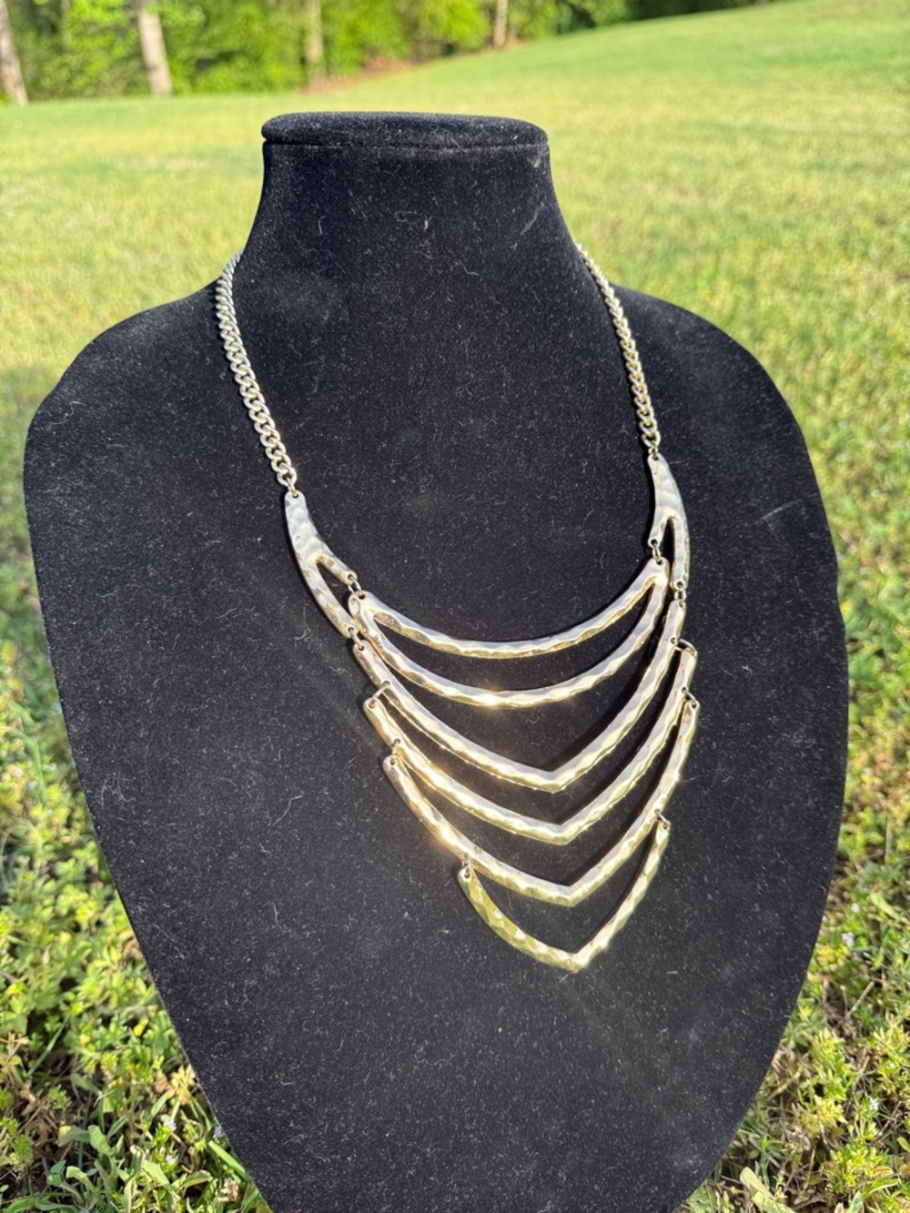 Gold-Tone Layered Tribal Chevron Necklace - Women Jewelry